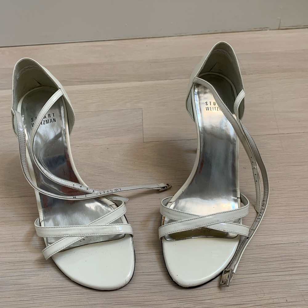 Vintage Stuart Weitzman white strappy heels